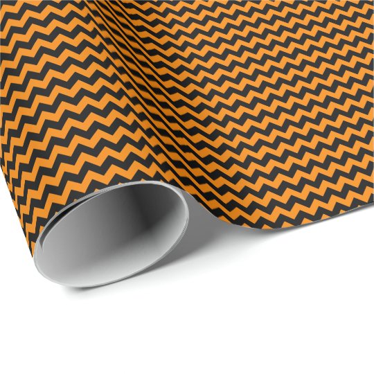 black and orange chevron  wrapping paper