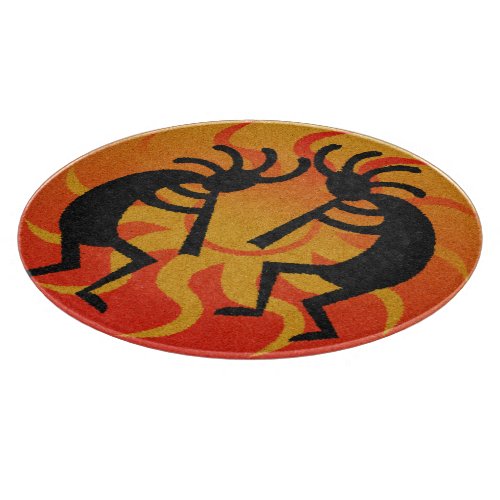 Black And Orange Southwest Kokopelli Tribal Sun Cutting Board