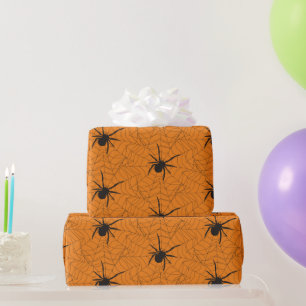 Black and Orange Spider Web Halloween Craft or Wrapping Paper