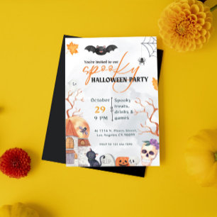 Black and orange Spooky Halloween Party Invitation