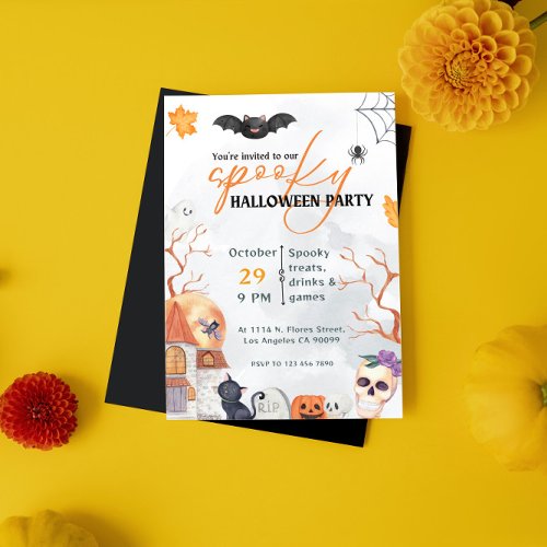 Black and orange Spooky Halloween Party Invitation