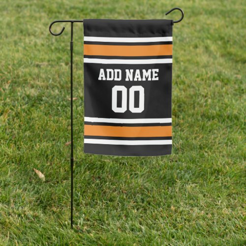 Black and Orange Sports Jersey Custom Name Number Garden Flag