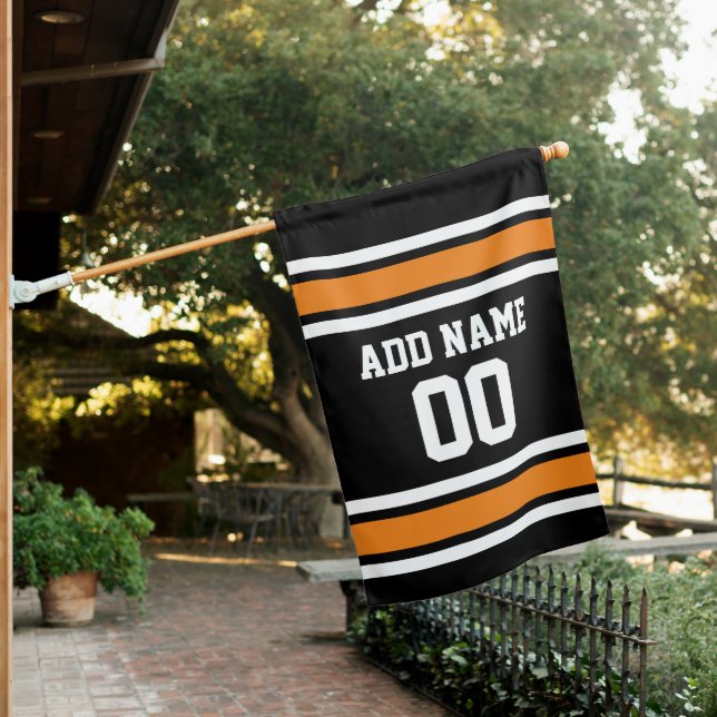 Black and Orange Sports Jersey Custom Name Number House Flag (In SItu)