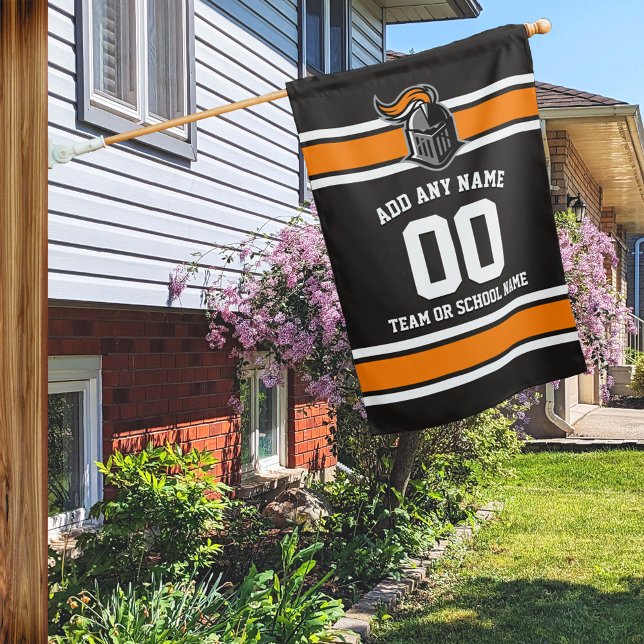 Black and Orange Sporty Stripes and Mascot House Flag (Creator Uploaded)