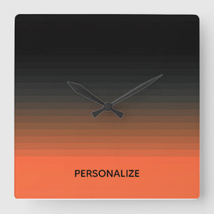 Black and Orange  Square Wall Clock