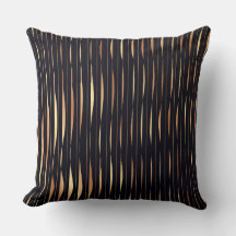 Black and Orange Stripe Abstract Throw Pillow