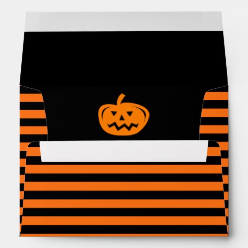 Black and orange stripe pumpkin Halloween envelope