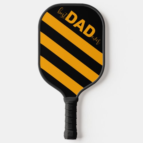 Black and Orange Striped Best Dad Ever Pickleball Paddle