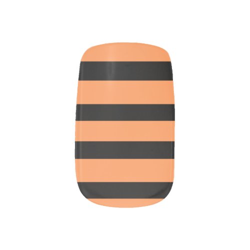 Black And Orange Striped  Minx Nail Art