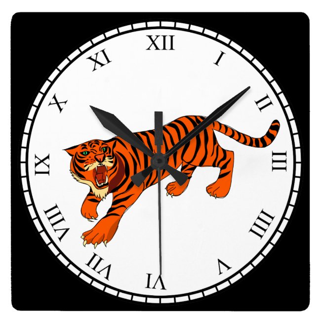 Black and Orange Striped Tiger Clock