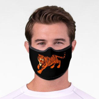 Black and Orange Striped Tiger Face Mask
