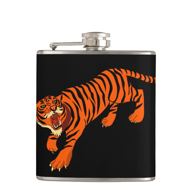 Black and Orange Striped Tiger Flask