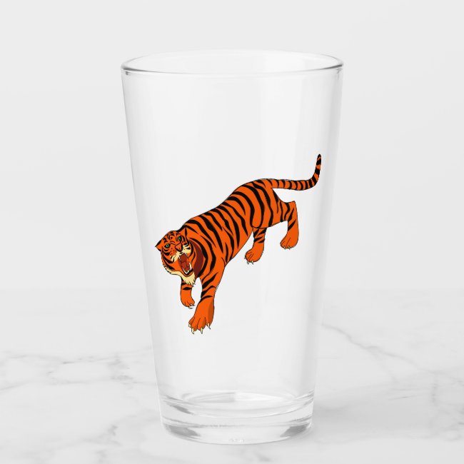 Black and Orange Striped Tiger Glass Tumbler