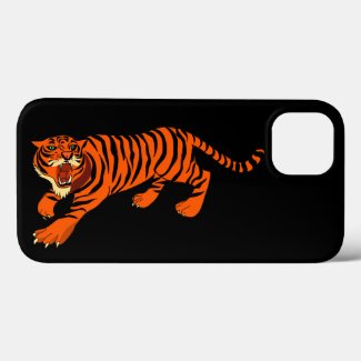Black and Orange Striped Tiger iPhone 13 Case