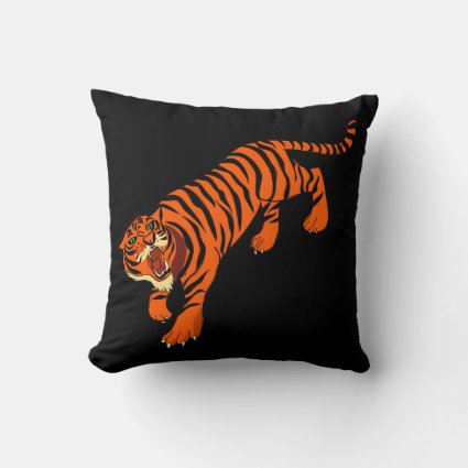 Black and Orange Striped Tiger Pillow