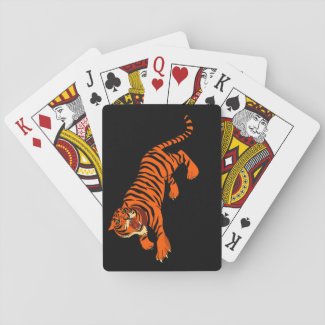 Black and Orange Striped Tiger Playing Cards