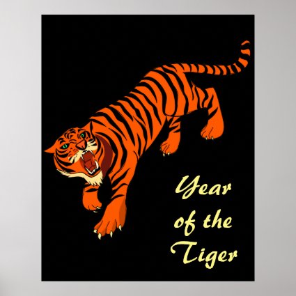 Black and Orange Striped Tiger Poster