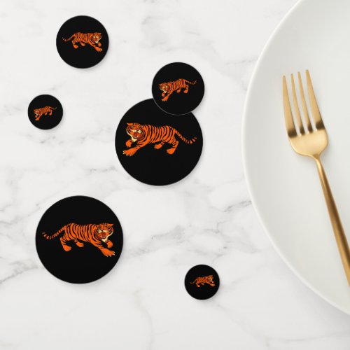 Black and Orange Striped Tiger Table Confetti