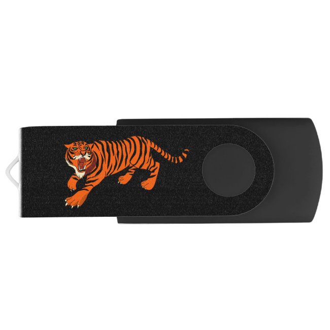 Black and Orange Striped Tiger USB Flash Drive