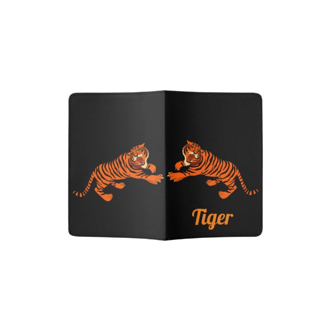 Black and Orange Striped Tigers Passport Holder