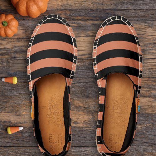 Black and Orange Stripes Custom Halloween Espadrilles