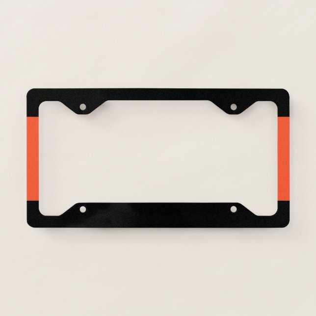 Black And Orange Stripes Retro Pattern License Plate Frame (Front)