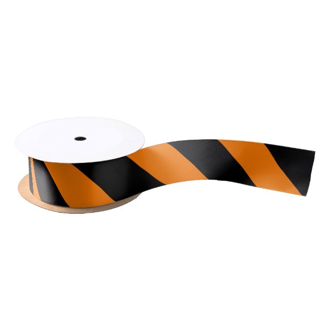 Black and orange stripes silk Halloween ribbon (Spool)