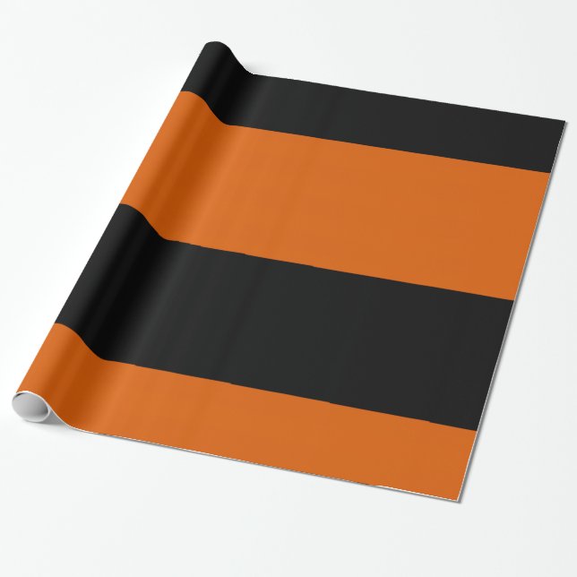 Black and Orange Stripes Wrapping Paper (Unrolled)