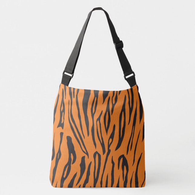 Black and Orange Tiger Print Crossbody Bag (Front)