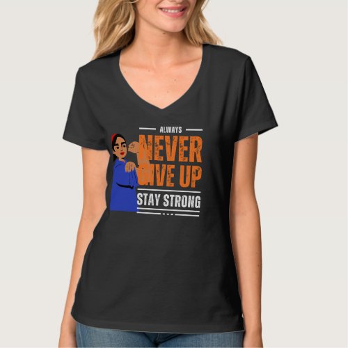 Black and Orange Typography Never Give Up Stay Str T_Shirt