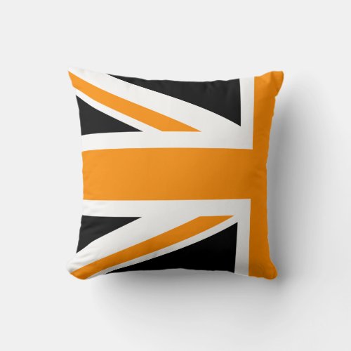 Black and Orange Union Jack Half Throw Pillow