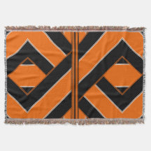 Black and Orange Uniquely-Patterned Throw Blanket