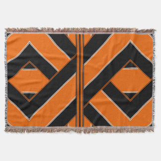 Black and Orange Uniquely-Patterned Throw Blanket