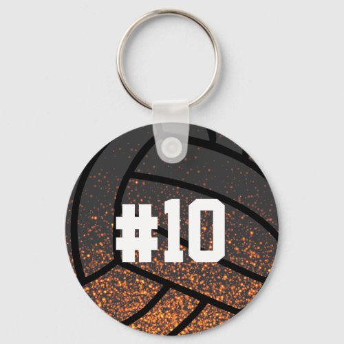 Black and Orange Volleyball Monogram Keychain
