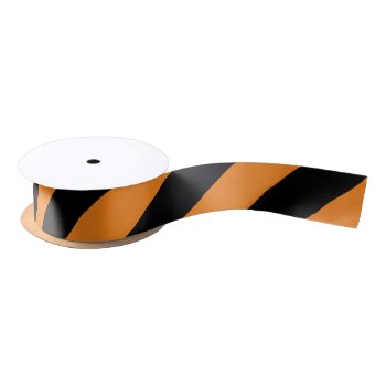 Black And Orange Wide Stripe Satin Ribbon by HoundandPartridge at Zazzle