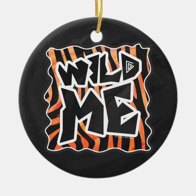 Black and Orange Wild Me Zebra Ceramic Ornament (Front)