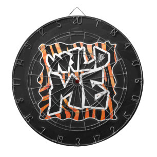 Black and Orange Wild Me Zebra Dartboard With Darts