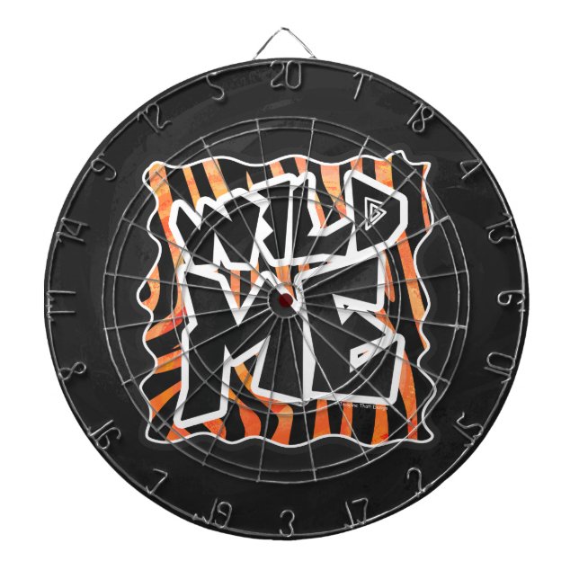 Black and Orange Wild Me Zebra Dartboard With Darts (Front)