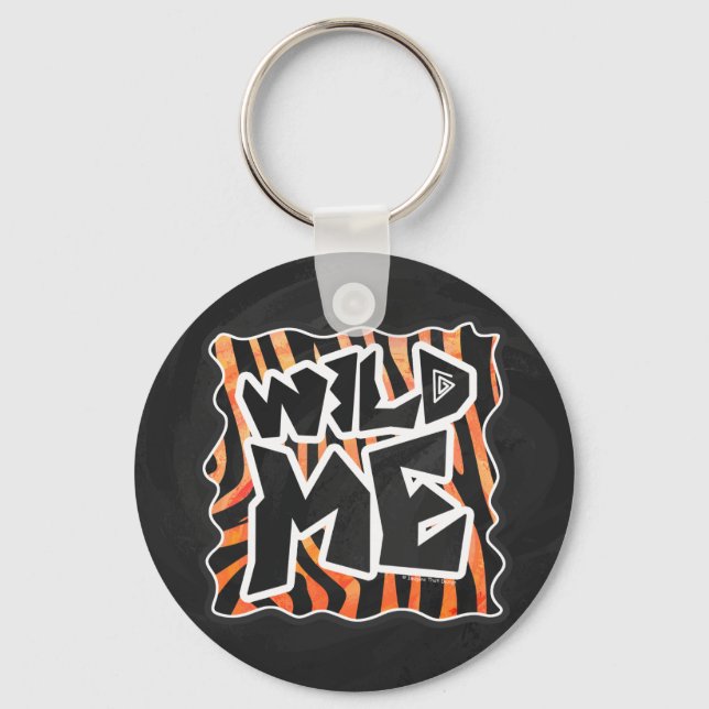 Black and Orange Wild Me Zebra Keychain (Front)