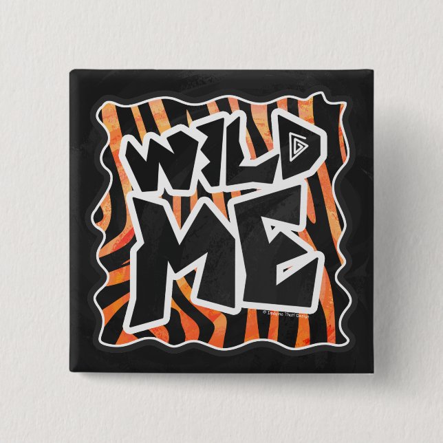 Black and Orange Wild Me Zebra Pinback Button (Front)