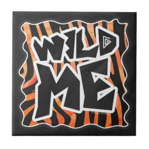 Black and Orange Wild Me Zebra Tile
