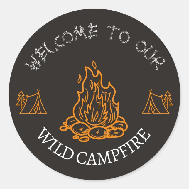 Black and Orange Wildfire Adventure Round Sticker (Front)