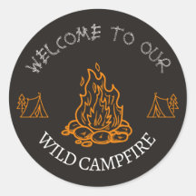 Black and Orange Wildfire Adventure Round Sticker