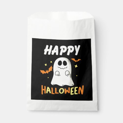 Black and Orange with Ghost Happy Halloween  Favor Bag
