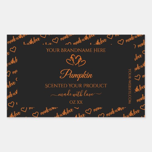 Black and Orange Word Cloud Product Labels Hearts