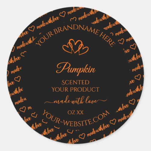 Black and Orange Word Cloud Product Labels Hearts