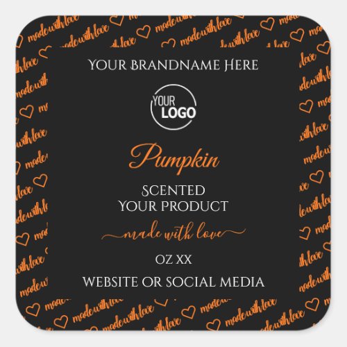 Black and Orange Word Cloud Product Labels Logo