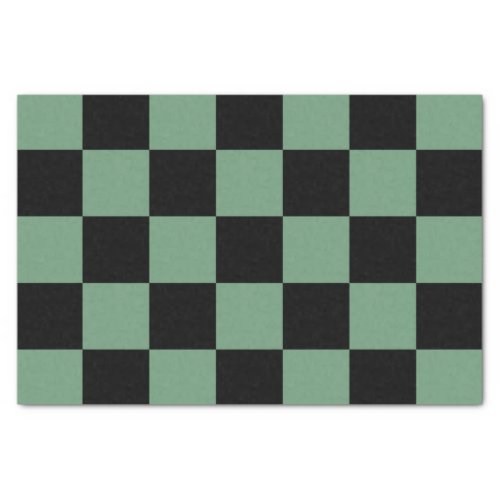 Black and Oxley Green Checkered Pattern Tissue Paper