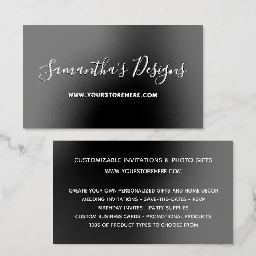 Black and Pale Grey Online Store Foil Business Cards