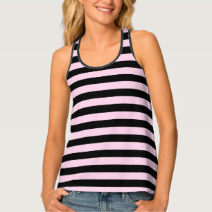 Black and Pale Pink Vintage Stripes Tank Top